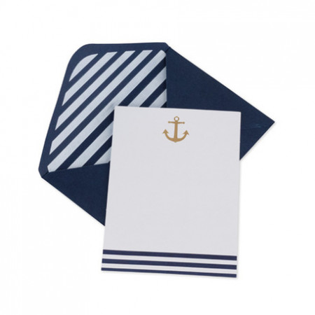 10 Cartes D Invitation Ancre Or Et Mariniere Avec Enveloppe