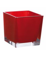 Vase cube rouge – 14 cm