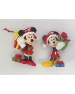 2 figurines Mickey et Minnie Noël avec cordelette