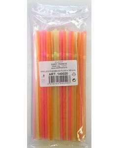 100 pailles flexibles en plastique fluo