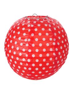 2x Lanterne Papier 20cm - Pois Rouge