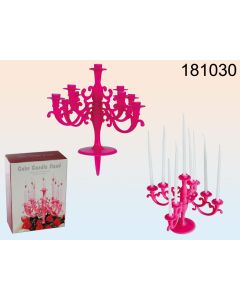 Bougeoir fuchsia + 9 bougies 