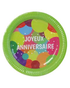 assiettes ballons joyeux anniversaire