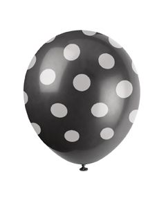 6 ballons à pois noirs