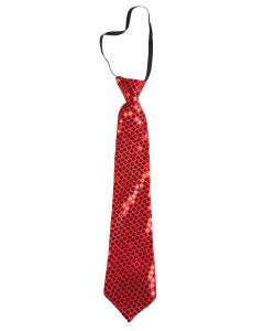 Cravate sequins avec élastique - rouge