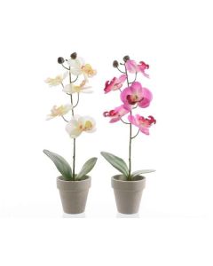 Orchidée en soie dans pot
