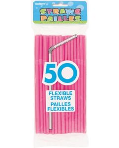 50 pailles flexibles - Rose