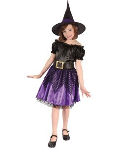 Costume fille sorcière luxe - noir et violet - Taille 10/12 ans