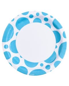 assiette jetble pois turquoise