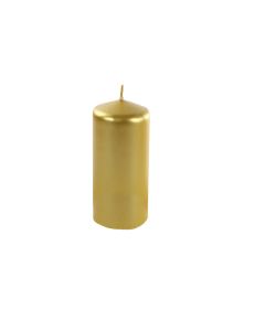 6 bougies pilier métalisé - couleur vert or - 15 x 6 cm