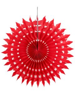  2 Eventails en papier dentelle rouge 20 cm