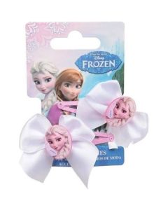 2 Barrettes roses avec noeuds blancs - La Reine des Neiges